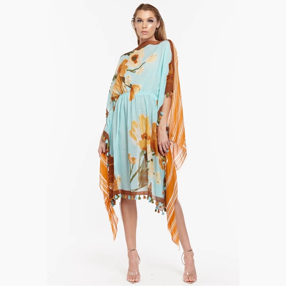ARATTA Print Kaftan Dress with Tassels SEALED‎ IN PLASTIC MANUFACTURING PACKAGE